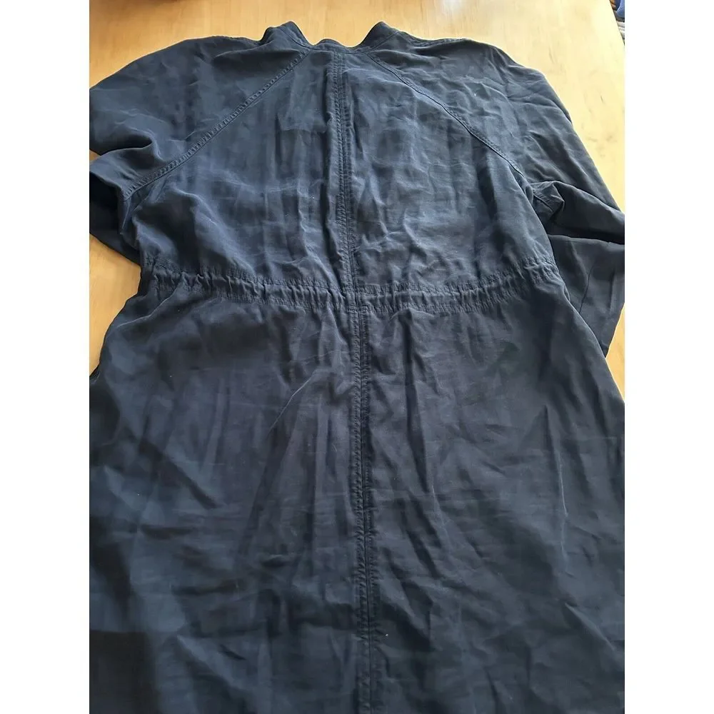 LANE BRYANT Women 18‎ Jacket Navy Blue Open Front Drawstring Cinch Waist